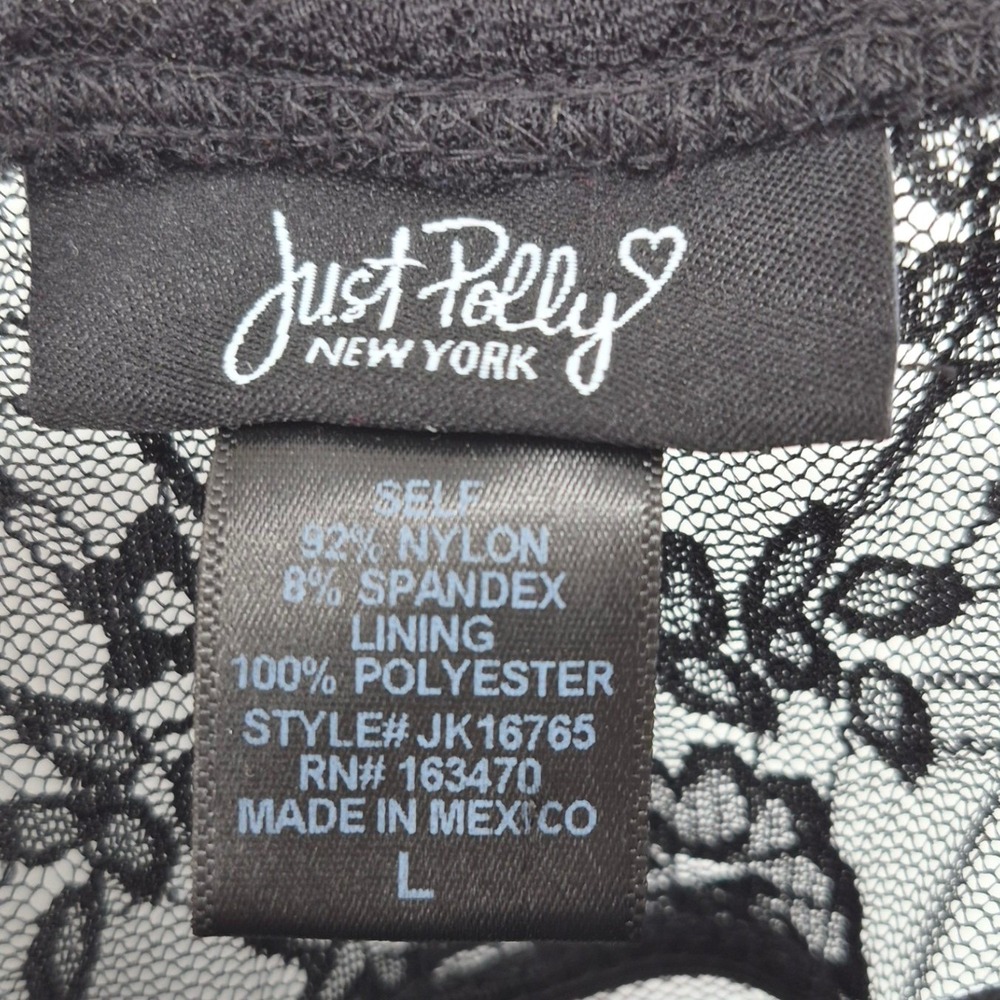 Just Polly Black Lace Handkerchief Hem Cami Top L Whimsigoth Y2K Babydoll Goth - Picture 5 of 9